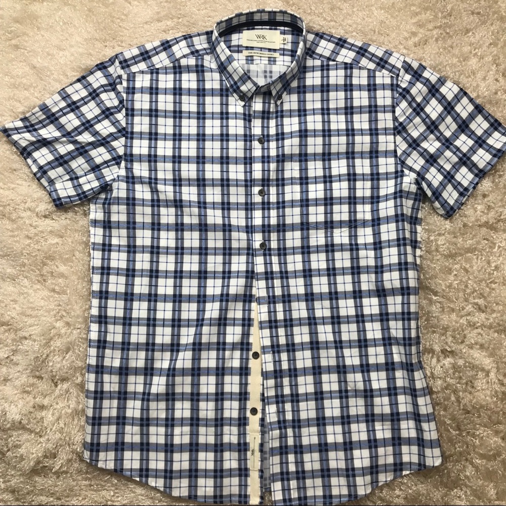 WRK Reworked Blue Plaid Short Sleeve Shirt